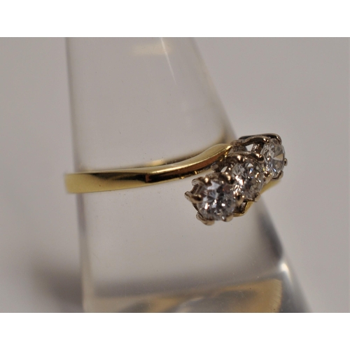 56 - Unworn 18ct yellow gold approx. 0.6ct trilogy diamond ring, featuring x3 round cut diamonds in an of... 