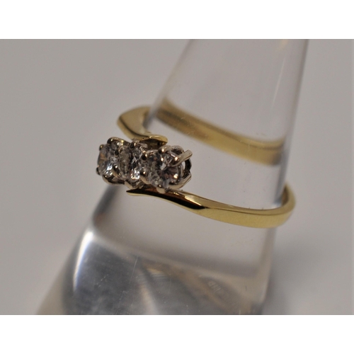 56 - Unworn 18ct yellow gold approx. 0.6ct trilogy diamond ring, featuring x3 round cut diamonds in an of... 