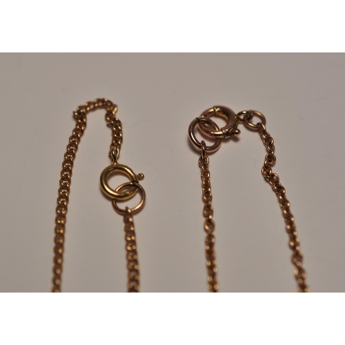 87 - 9ct yellow gold chains (x3) each measuring approximately 16