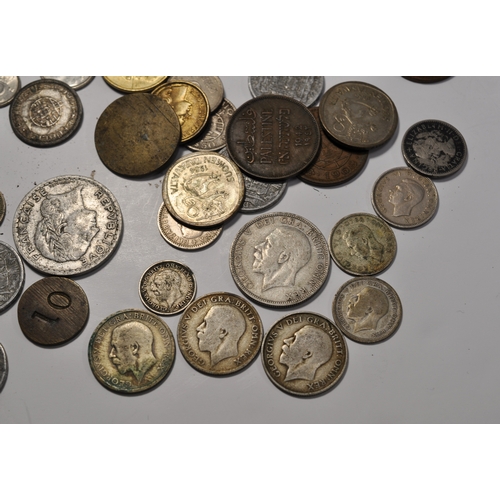 190 - A quantity of various British coins and others from around the world to include some silver coins