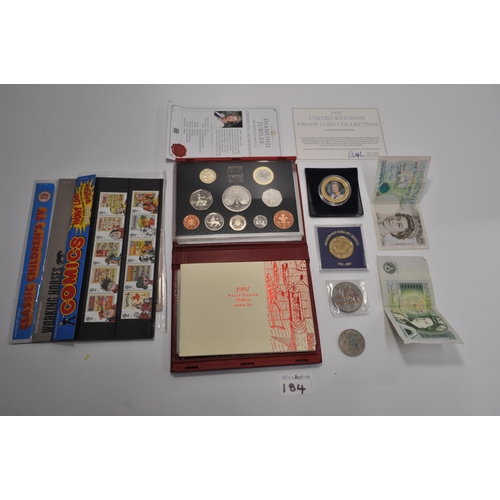 184 - Royal Mint 1997 United Kingdom deluxe proof coin collection with certificate of authenticity togethe... 