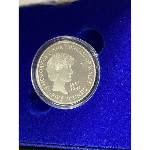 31 - Royal Mint Diana Princess of Wales 1999 silver proof memorial crown (£5 denomination) in box with ce... 