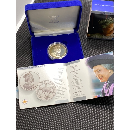 32 - Royal Mint 2002 UK coin £5 / crown silver proof Golden Jubilee in original box with  booklet confirm... 