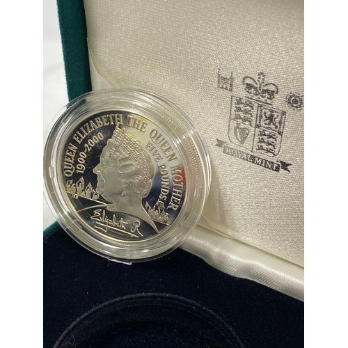 33 - Royal Mint Queen Mother Piedfort silver proof centenary crown (£5 denomination) in original box with... 