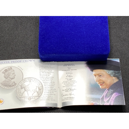 34 - Royal Mint 2002 UK coin £5 / Crown, silver proof Golden Jubilee in original box with  booklet confir... 