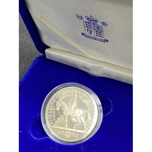 34 - Royal Mint 2002 UK coin £5 / Crown, silver proof Golden Jubilee in original box with  booklet confir... 