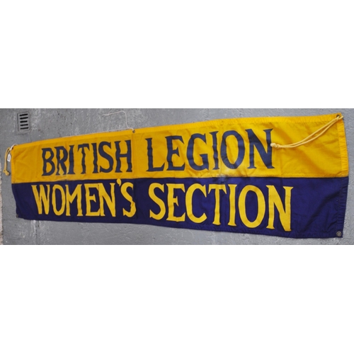 104 - British Legion section banner together with ceremonial and service gauntlets, standard bearer slings... 