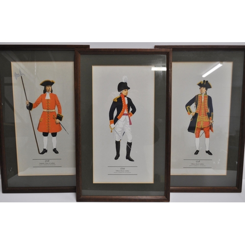 114 - A group of 6 framed and mounted prints of Royal artillery/Train of artillery officers drawn by P.H.S... 