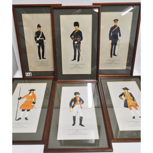 114 - A group of 6 framed and mounted prints of Royal artillery/Train of artillery officers drawn by P.H.S... 