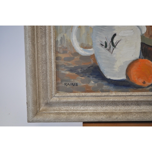 124 - Commander Richard Prendergast Raikes - Original oil on canvas depicting still life, signed lower lef... 