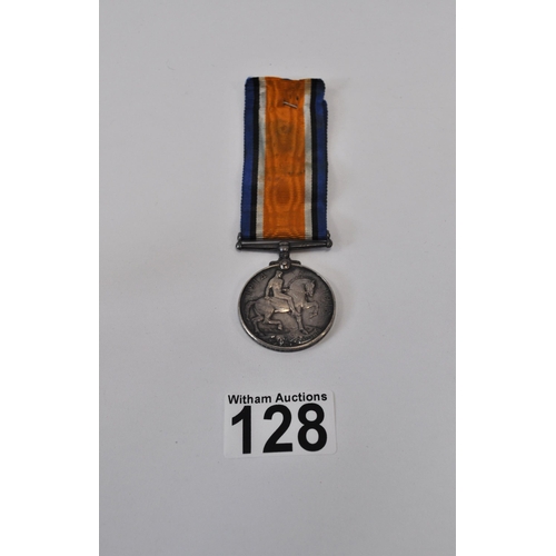 128 - A pair of WWI medals attributed to 198019 GNR.C.BROWN. R.A. together with x2 military cloth badges a... 