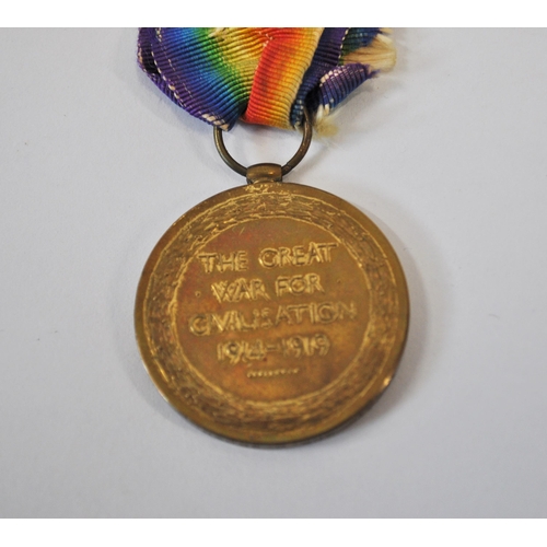 128 - A pair of WWI medals attributed to 198019 GNR.C.BROWN. R.A. together with x2 military cloth badges a... 