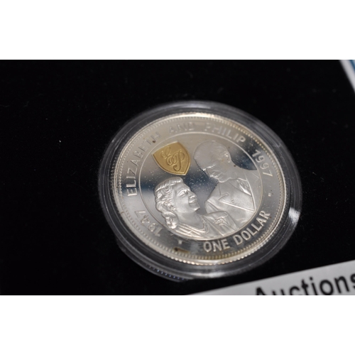 146 - Royal Mint commemorative Golden Wedding anniversary silver proof one dollar coin,  1997 Barbados lim... 