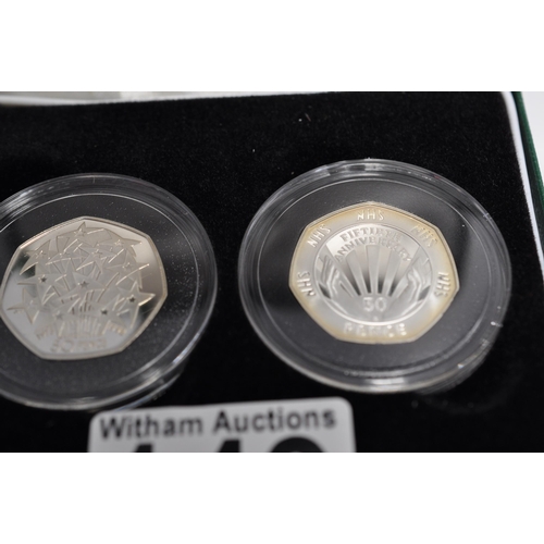 149 - 1998 silver proof fifty pence twin coin set, 25th anniversary EEC and NHS, issue limit 25,000