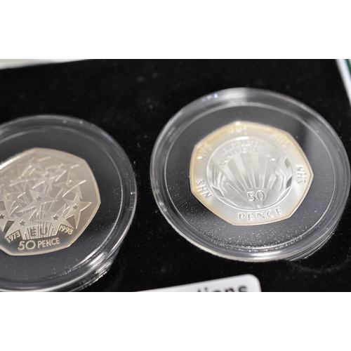 150 - 1999 silver proof fifty pence twin coin set, 25th anniversary EEC and NHS, issue limit 25,000