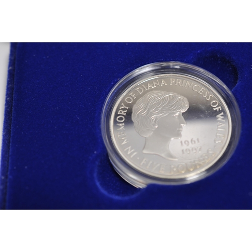 153 - Royal Mint Diana Princess of Wales silver proof five pound memorial crown with box, certificate of a... 