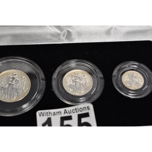 155 - Royal Mint 2001 silver proof Britannia collection consisting £2, £1, 50 pence, 20 pence coins. Boxed... 