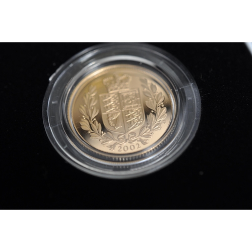 156 - Royal Mint UK Gold Sovereign, 2002 Golden Jubilee 22ct gold proof sovereign coin, with certificate n... 