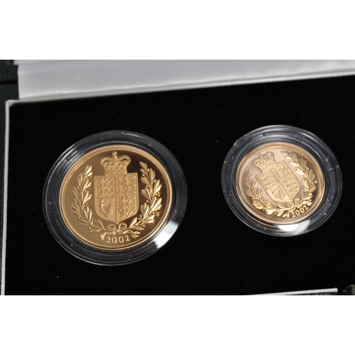 158 - Royal Mint 2002 UK Gold proof four coin Sovereign collection. Certificate No. 1994/3000, Rare shield... 