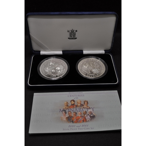 159 - Rare Royal Mint Bailiwick of Guernsey Centuries of the Monarchy 2000 and 2001 Silver proof Two Coin ... 