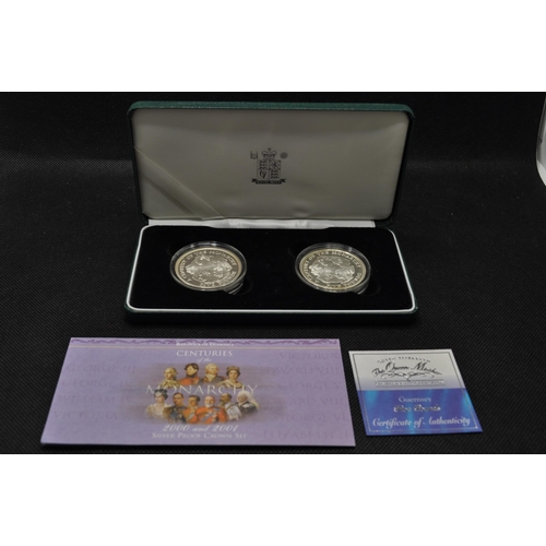 160 - Royal Mint Bailiwick of Guernsey Centuries of the Monarchy 2000 and 2001 silver proof two coin set l... 