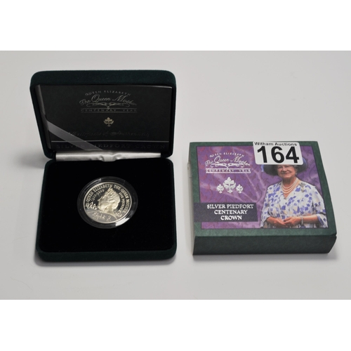 164 - Royal Mint 2000 Sterling silver Piedfort Centenary Crown (denomination £5) Queen Elizabeth and The Q... 