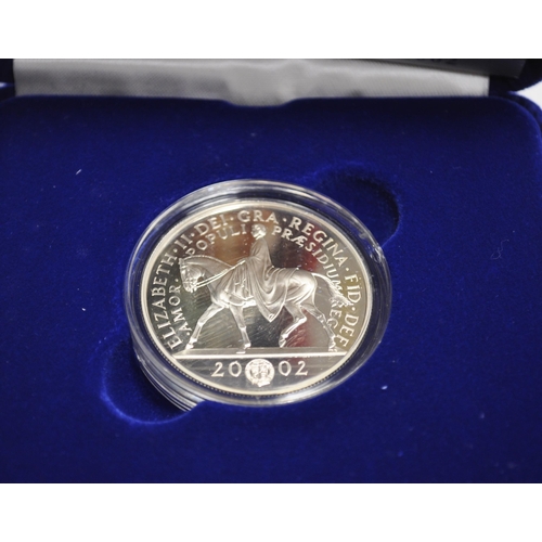 165 - Royal Mint 2002 UK Golden Jubilee Silver Proof Crown, (£5 denomination) in box with literature