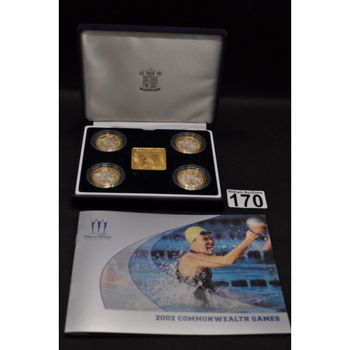 170 - Royal Mint 2002 Manchester Commonwealth Games, Limited Edition cased set of 4 UK silver proof £2 coi... 