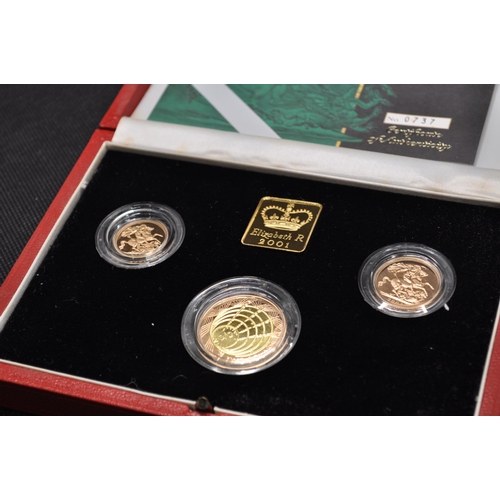 171 - Royal Mint 1999 gold proof three coin sovereign collection set, The last sovereigns of the Twentieth... 