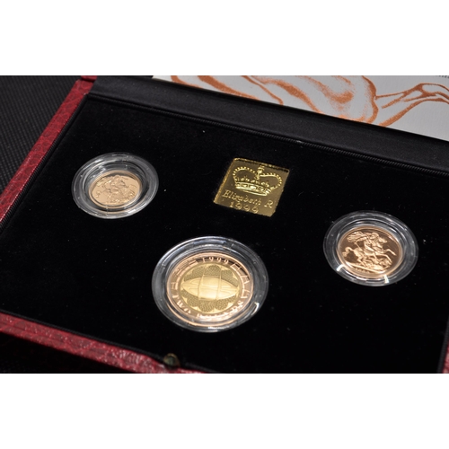 171 - Royal Mint 1999 gold proof three coin sovereign collection set, The last sovereigns of the Twentieth... 