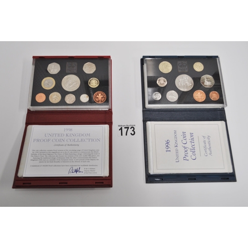 173 - 1996 Royal Mint UK Proof coin collection 25 years of decimal coins with certificate of authenticity ... 