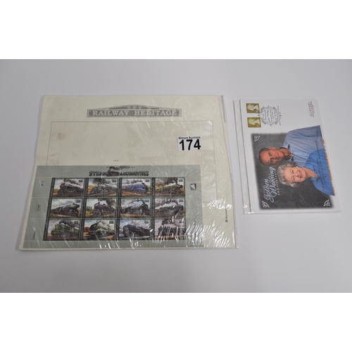 174 - A group of mixed commemorative coins and stamps to include, first day covers, Guernsey silver proof ... 