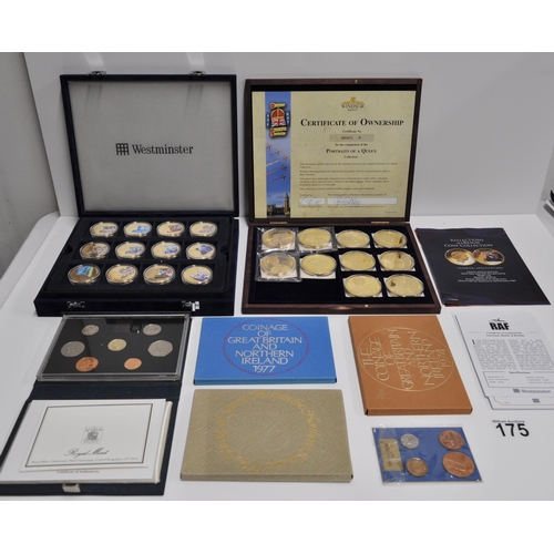 175 - 1988 UK proof coin collection containing x7 coins with box and certificate, Windsor Mint Portraits o... 