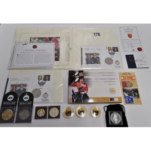 176 - Predominately Royal Mint bundle consisting Royal wedding commemorative William & Kate coin covers,  ... 