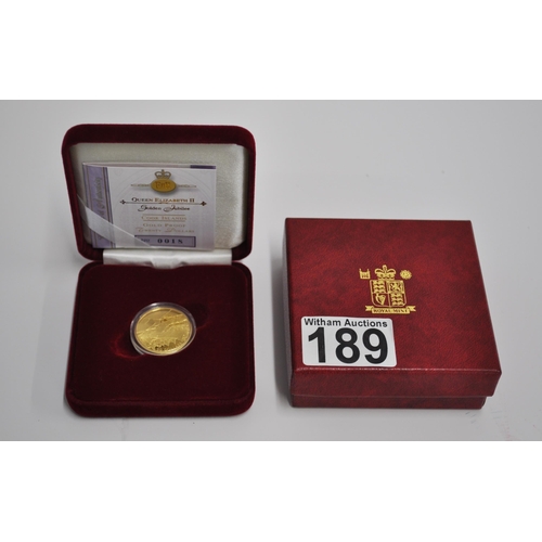 189 - Royal Mint 2002 Queen Elizabeth II Golden Jubilee Street Parties 14 carat Gold Proof Cook Islands Tw... 