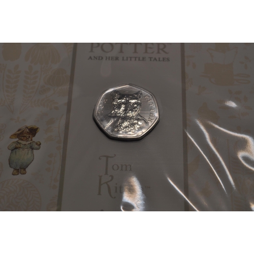 190 - Royal Mint 2017 & 2018 Celebrating Beatrix Potter and Her Little Tales 50 pence piece coins in prese... 