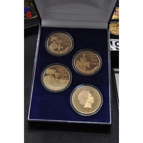 195 - Group of military themed coins and medallions to include D-Day 70th anniversary commemorative Crown ... 