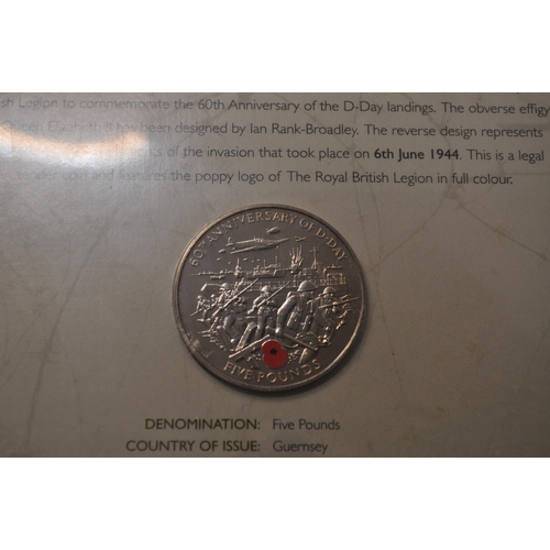 195 - Group of military themed coins and medallions to include D-Day 70th anniversary commemorative Crown ... 