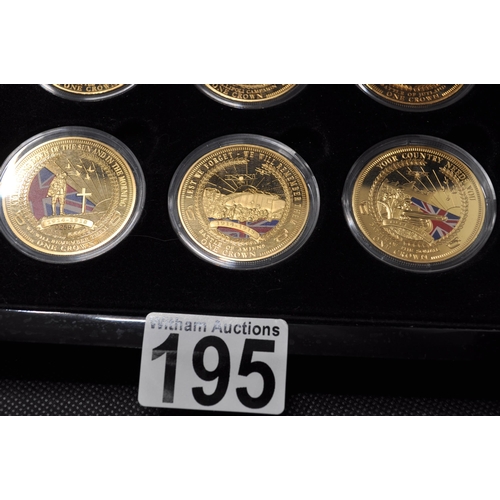 195 - Group of military themed coins and medallions to include D-Day 70th anniversary commemorative Crown ... 