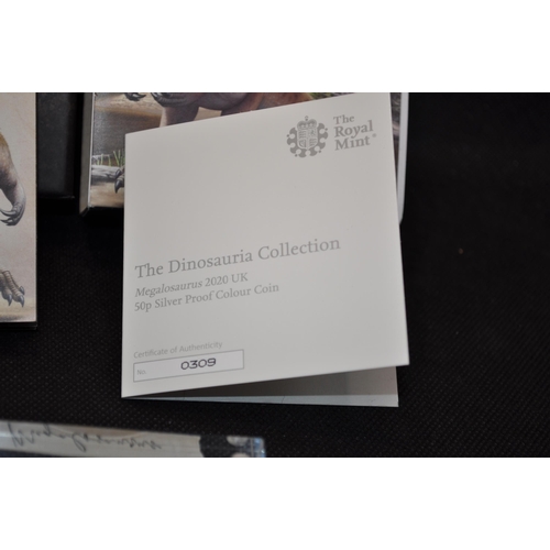 197 - Royal Mint Tales of the Earth Dinosauria Collection - Megalosaurus 2020 50 pence capsulated silver p... 