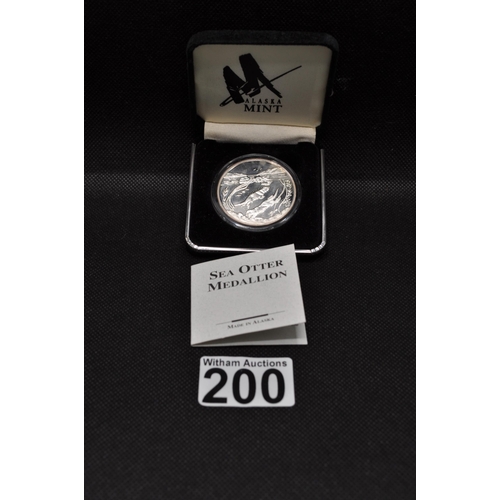 200 - Fine Silver .999 Alaska Mint Sea Otter Medallion, boxed in protective capsule, with brochure