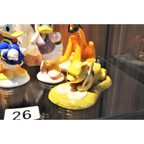 26 - Royal Doulton and Walt Disney figures; Pooh Bear Love Makes all your Bothers Disappear, Jaq, Wind in... 