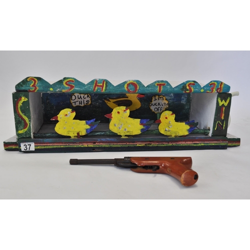 37 - Fairground style hand made/painting Shooting ducks game together  with Westlake .177 air pistol numb... 