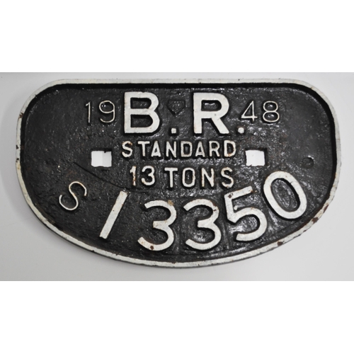 59 - x3 BR, LMS cast iron train wagon plates