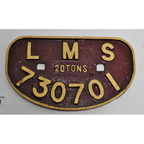 59 - x3 BR, LMS cast iron train wagon plates