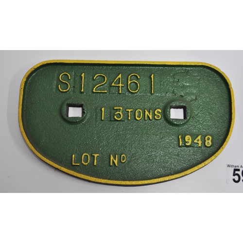 59 - x3 BR, LMS cast iron train wagon plates