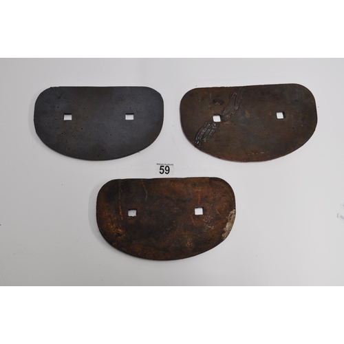 59 - x3 BR, LMS cast iron train wagon plates