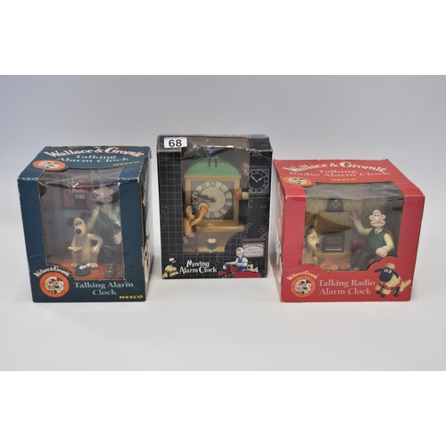 68 - Boxed Wallace and Gromit clocks by Wesco, AF x 3 in total