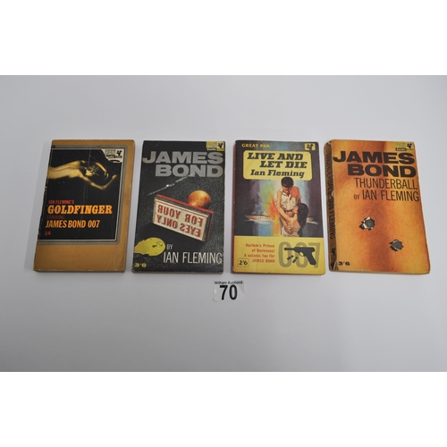 70 - A quantity of 1950s/60s Pan Books featuring James Bond including one first edition James Bond and Mo... 