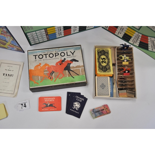 74 - x2 vintage board games - Totopoly with original board and accessories, Taxi game with board and acce... 